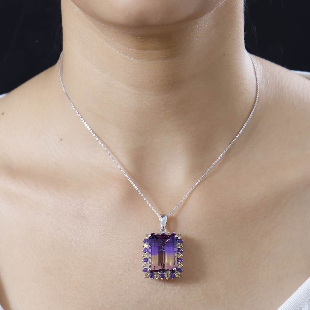 AAA Anahi Ametrine and Multi Gemstone Pendant Necklace 20 Inches in Platinum Over Sterling Silver 23.90 ctw image number 2