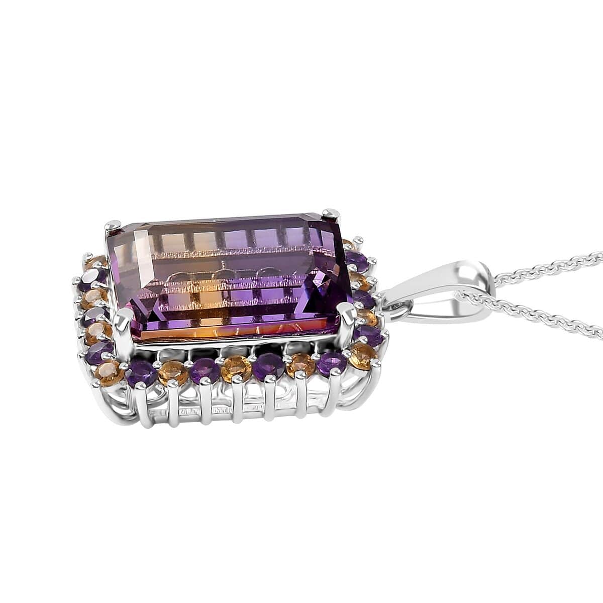 AAA Anahi Ametrine and Multi Gemstone Pendant Necklace 20 Inches in Platinum Over Sterling Silver 23.90 ctw image number 3