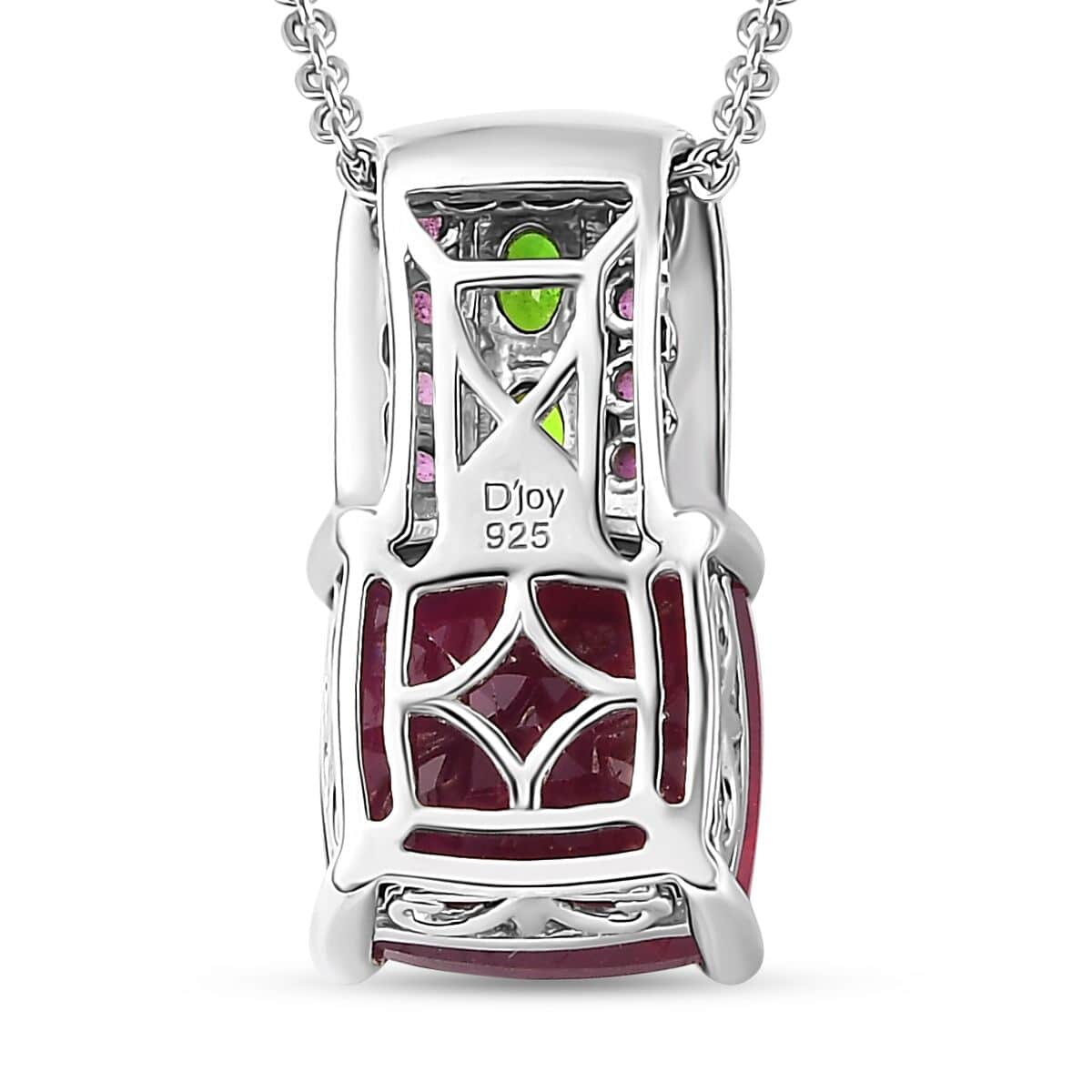 Niassa Ruby (FF) and Chrome Diopside Pendant Necklace 20 Inches in Platinum Over Sterling Silver 11.25 ctw image number 4