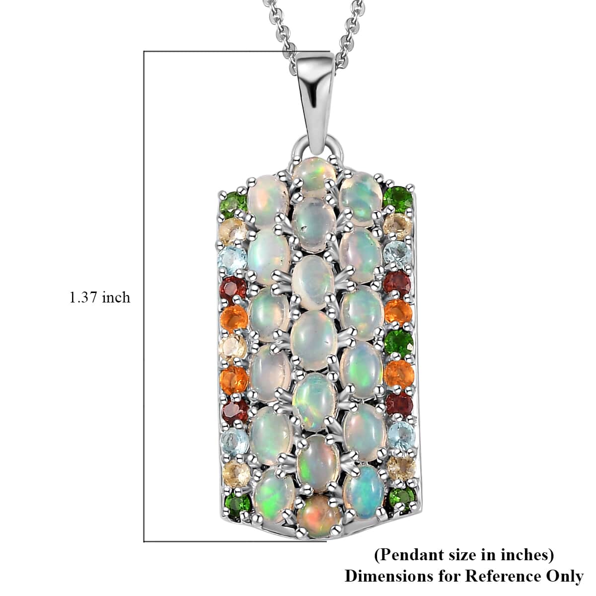 Premium Ethiopian Welo Opal and Multi Gemstone Pendant Necklace 20 Inches in Platinum Over Sterling Silver 2.90 ctw image number 6