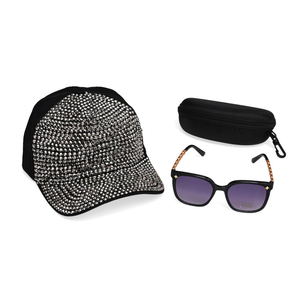 Set of 2 Multi Color UV400 Polarized Sunglasses and Rhinestone Sparkle Cap image number 0