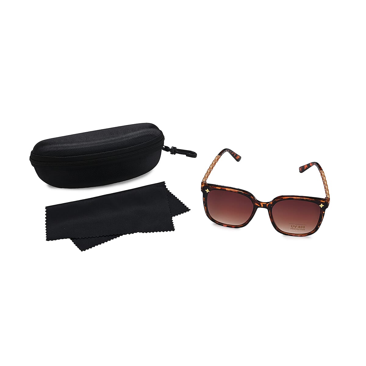 Brown Leopard UV400 Polarized Sunglasses and Rhinestone Sparkle Cap image number 4