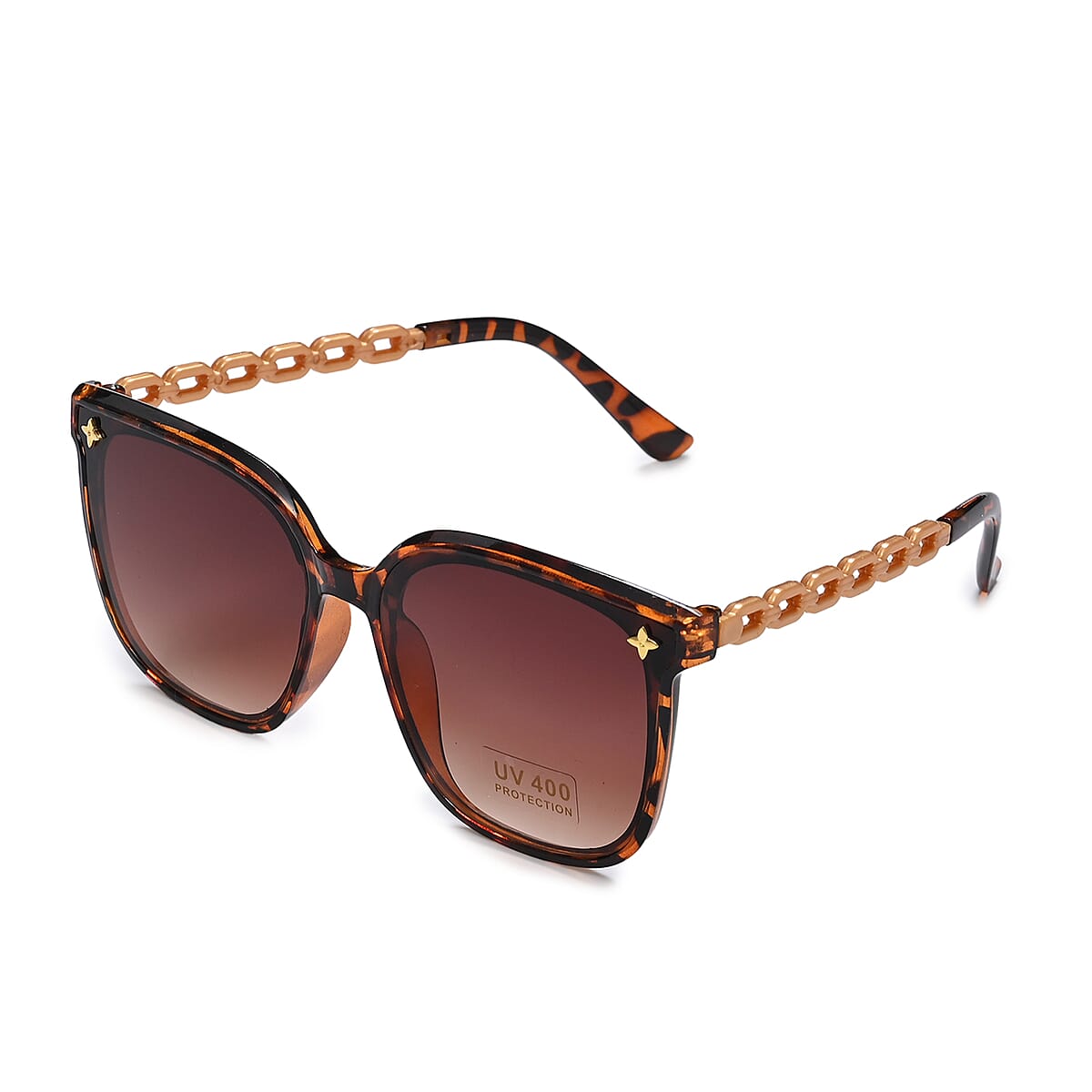 Brown Leopard UV400 Polarized Sunglasses and Rhinestone Sparkle Cap image number 6