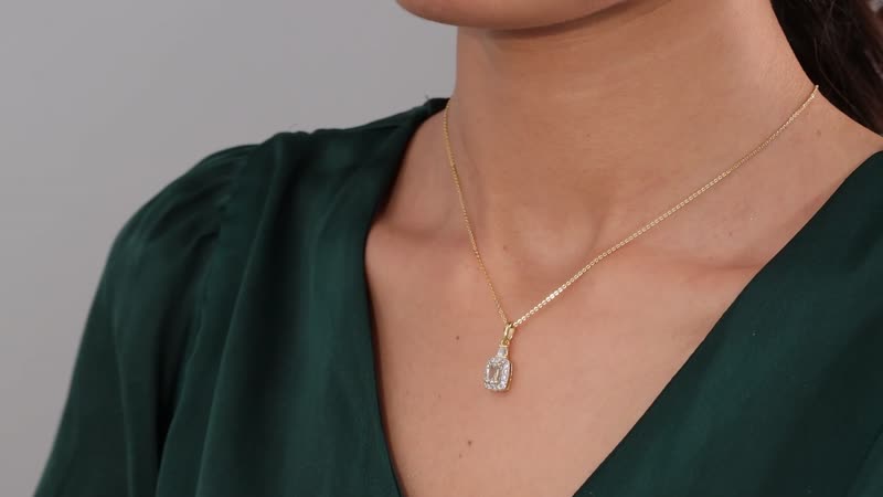 Brazilian Heliodor and Multi Gemstone Halo Pendant Necklace 20 Inches in Vermeil Yellow Gold Over Sterling Silver 1.50 ctw
