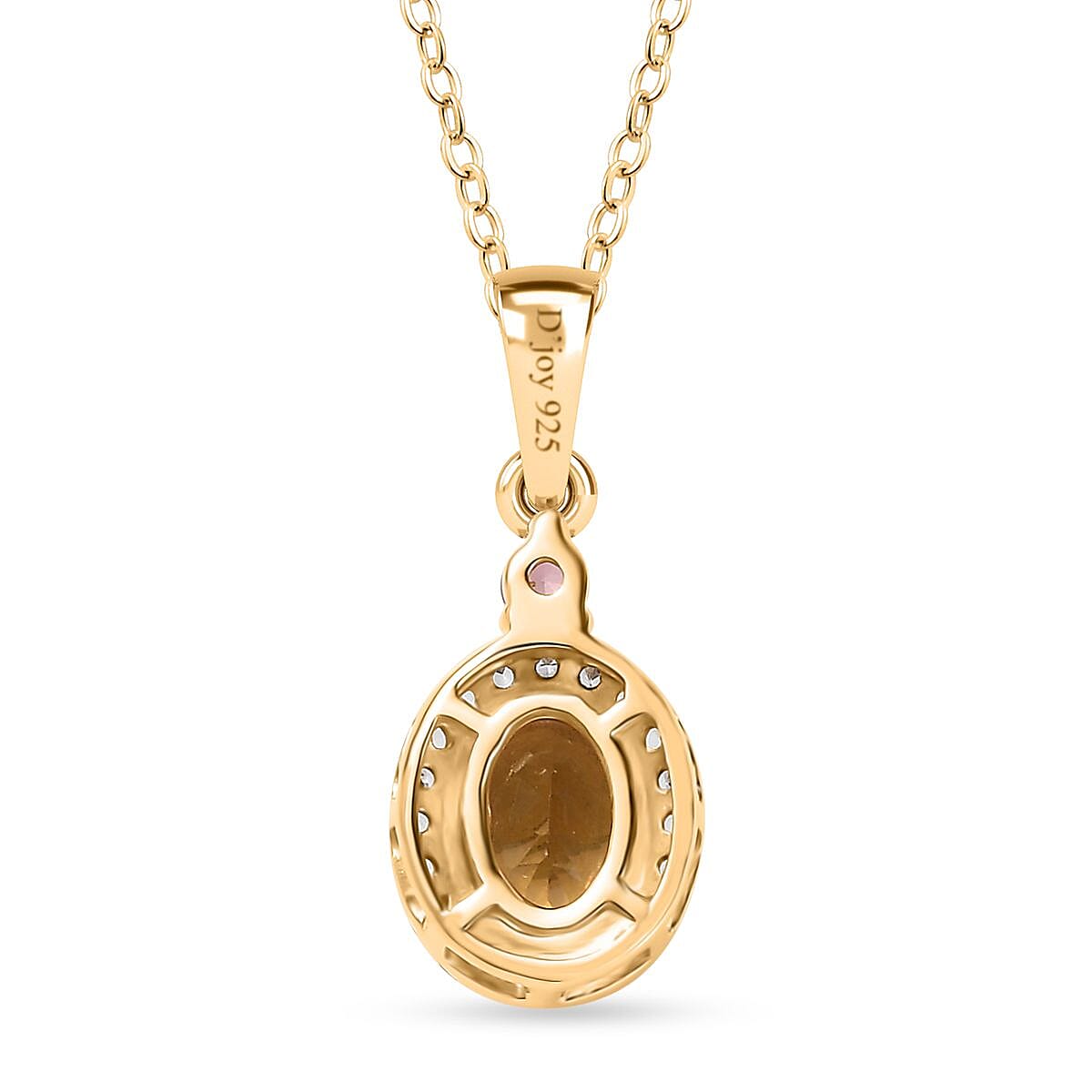 Brazilian Heliodor and Multi Gemstone Halo Pendant Necklace 20 Inches in Vermeil Yellow Gold Over Sterling Silver 1.50 ctw image number 4