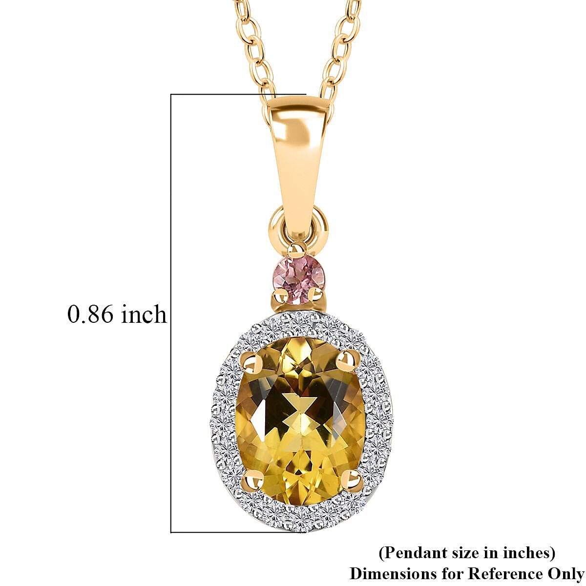 Brazilian Heliodor and Multi Gemstone Halo Pendant Necklace 20 Inches in Vermeil Yellow Gold Over Sterling Silver 1.50 ctw image number 6