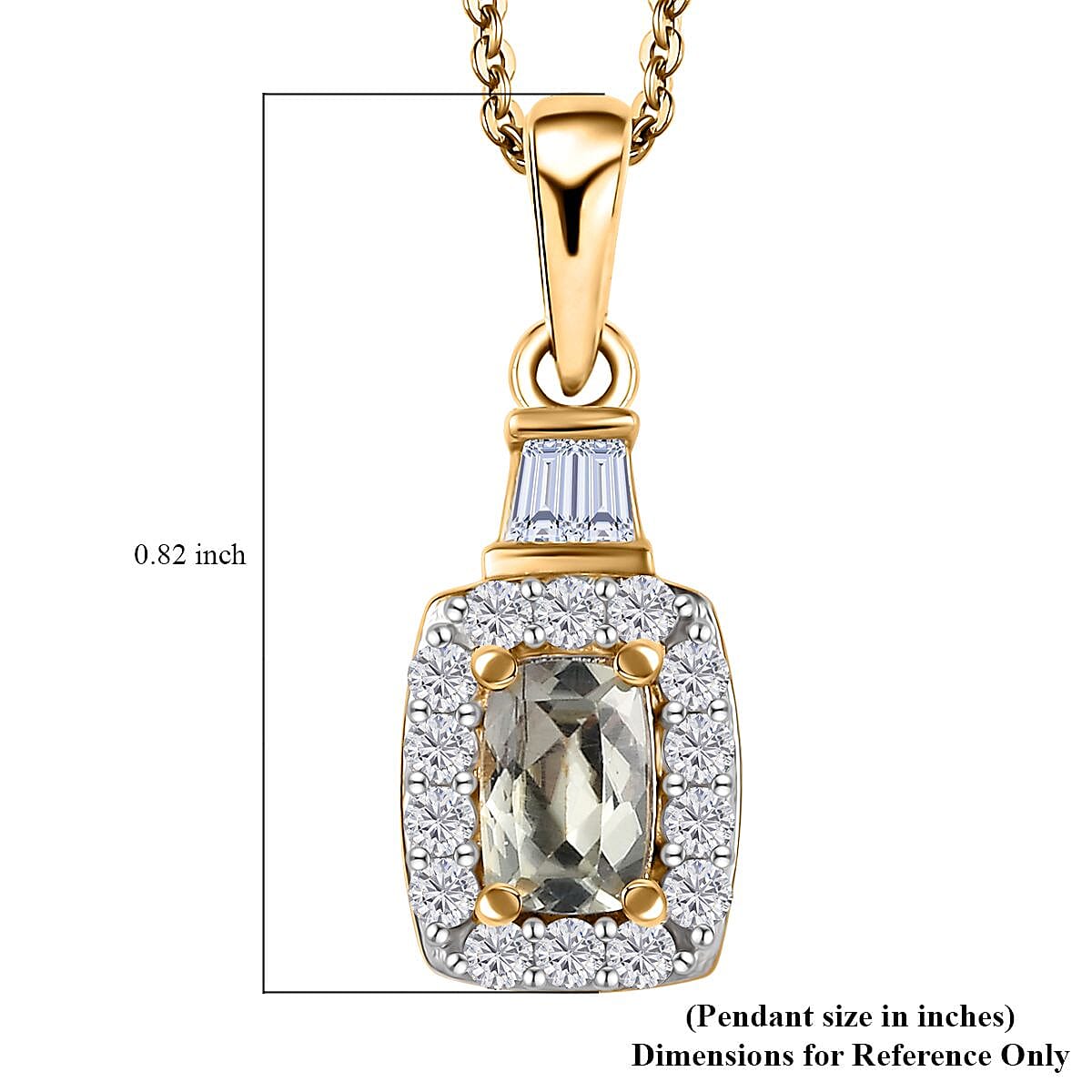 AAA Turkizite and White Zircon Halo Pendant Necklace 20 Inches in Vermeil Yellow Gold Over Sterling Silver 1.10 ctw