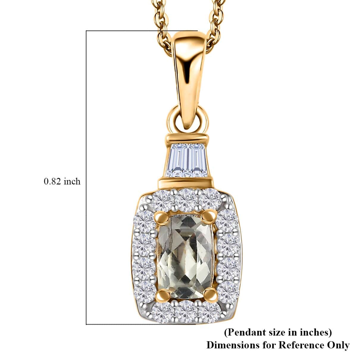 AAA Turkizite and White Zircon Halo Pendant Necklace 20 Inches in Vermeil Yellow Gold Over Sterling Silver 1.10 ctw image number 5
