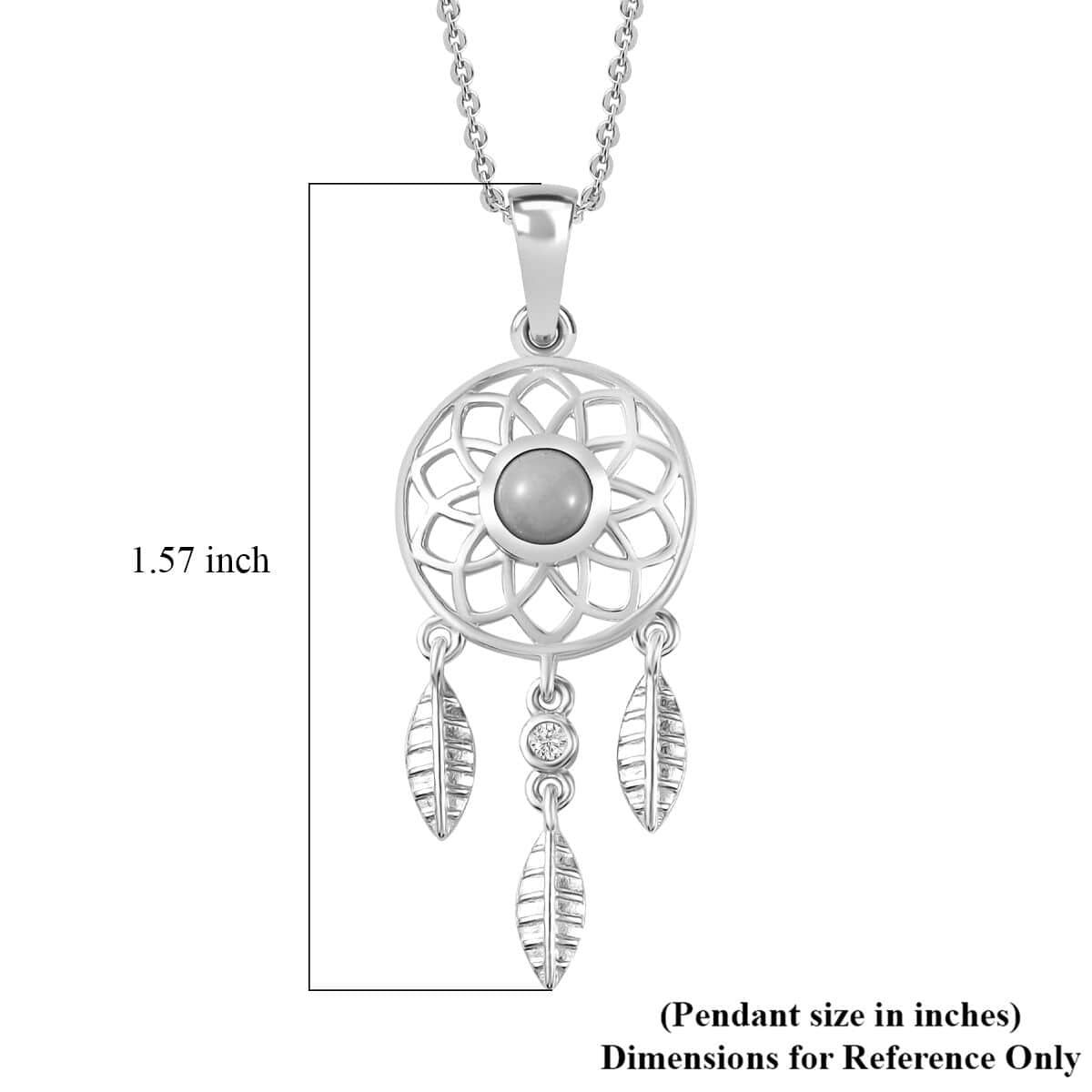 AAA Sleeping Beauty Turquoise and White Zircon Dream Catcher Pendant Necklace 20 Inches in Platinum Over Sterling Silver 0.50 ctw image number 5