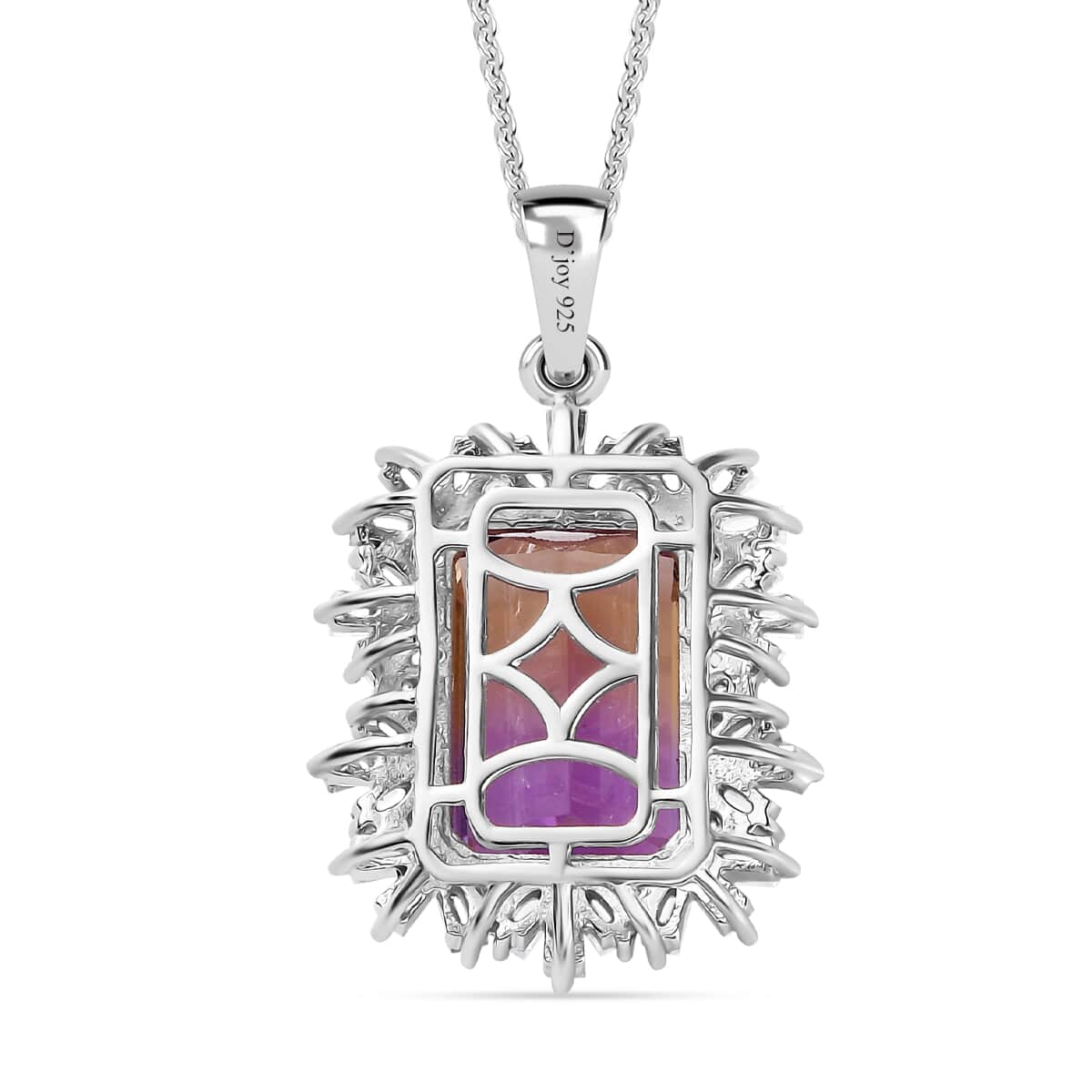 AAA Anahi Ametrine and White Zircon Pendant Necklace 20 Inches in Platinum Over Sterling Silver 10.10 ctw image number 4