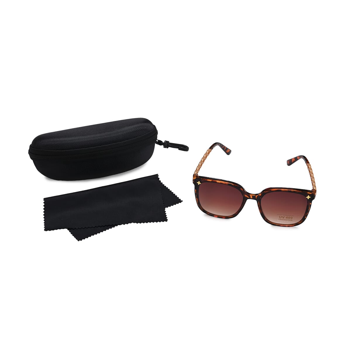 Set of 2 Brown Leopard Print UV400 Polarized Sunglasses and Rhinestone Sparkle Cap image number 4