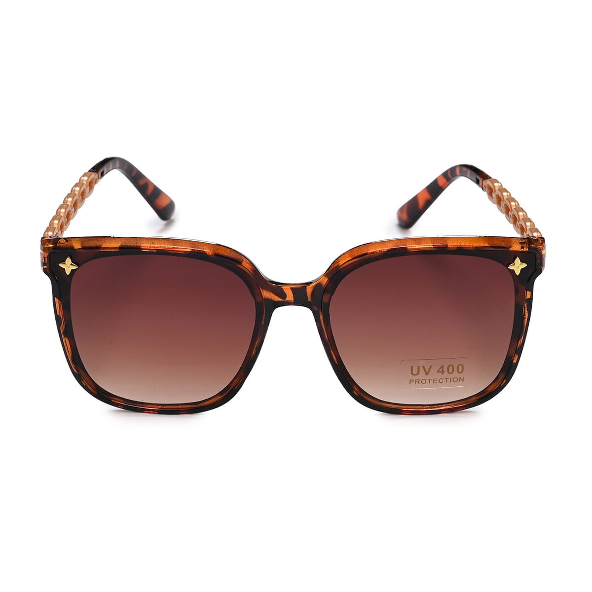 Set of 2 Brown Leopard Print UV400 Polarized Sunglasses and Rhinestone Sparkle Cap image number 5
