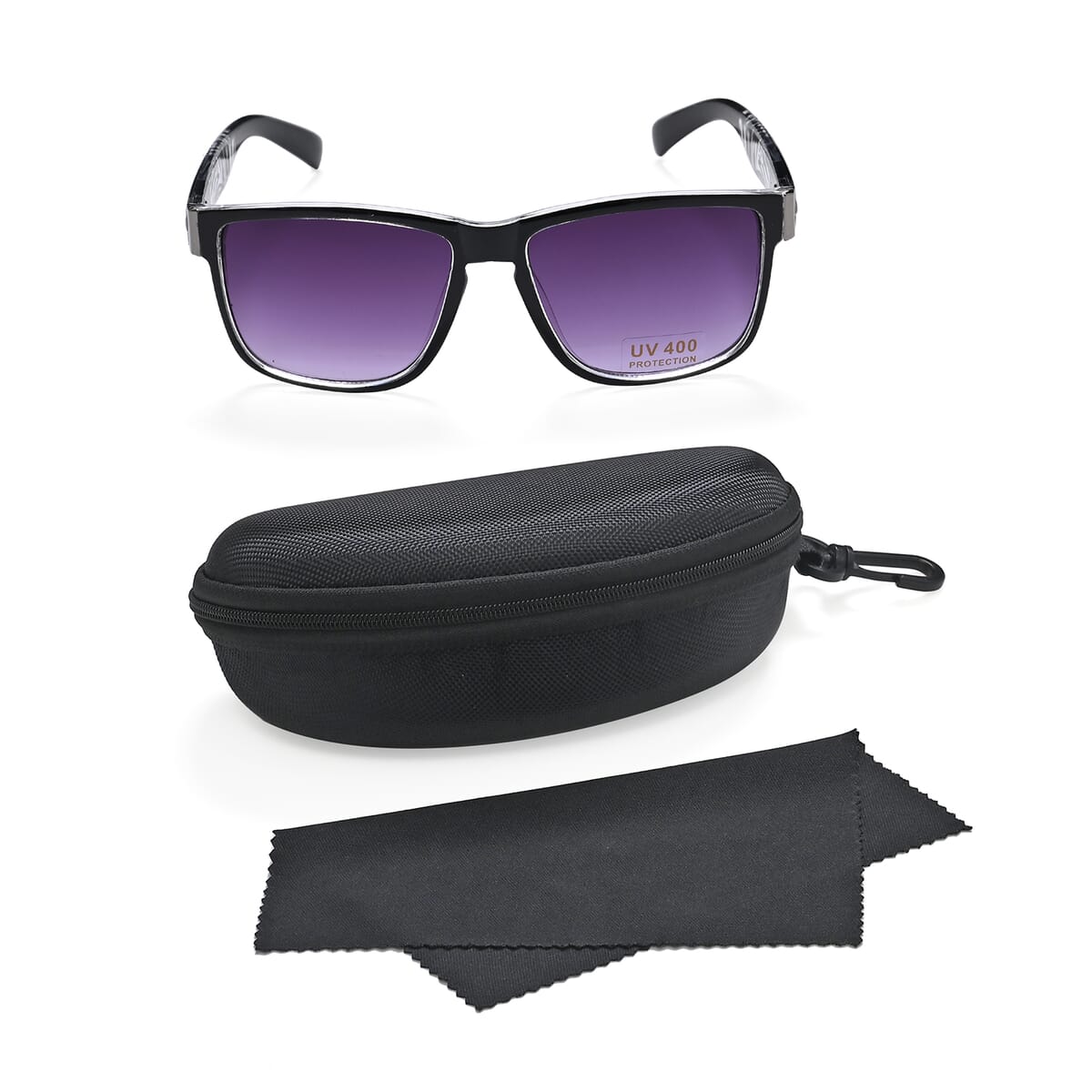 Set of 2 Gray Zebra Print UV400 Polarized Sunglasses and Rhinestone Sparkle Cap image number 4