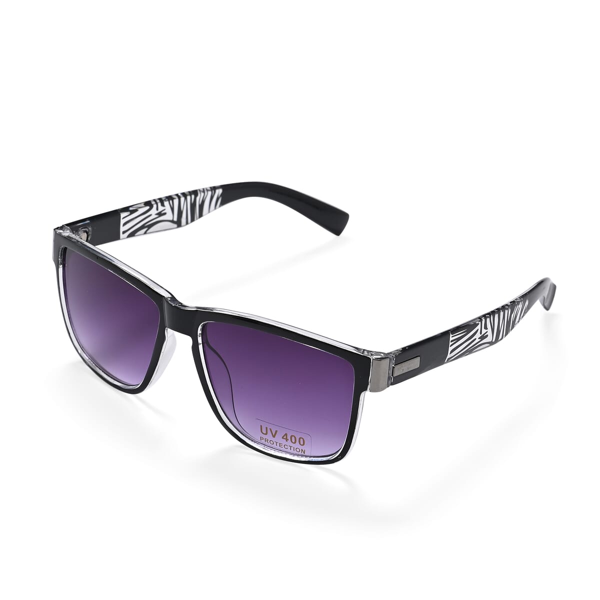 Set of 2 Gray Zebra Print UV400 Polarized Sunglasses and Rhinestone Sparkle Cap image number 6