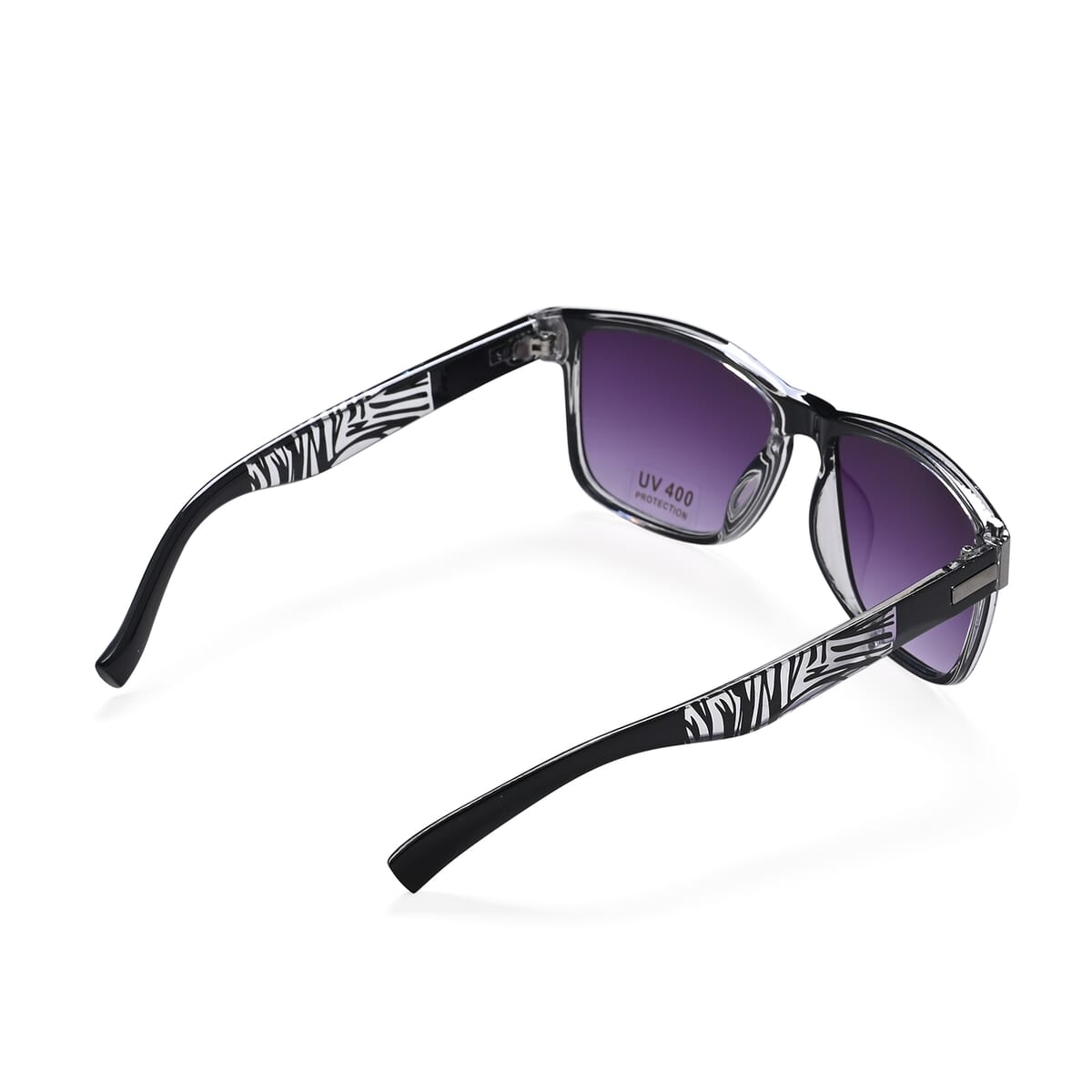 Set of 2 Gray Zebra Print UV400 Polarized Sunglasses and Rhinestone Sparkle Cap image number 7