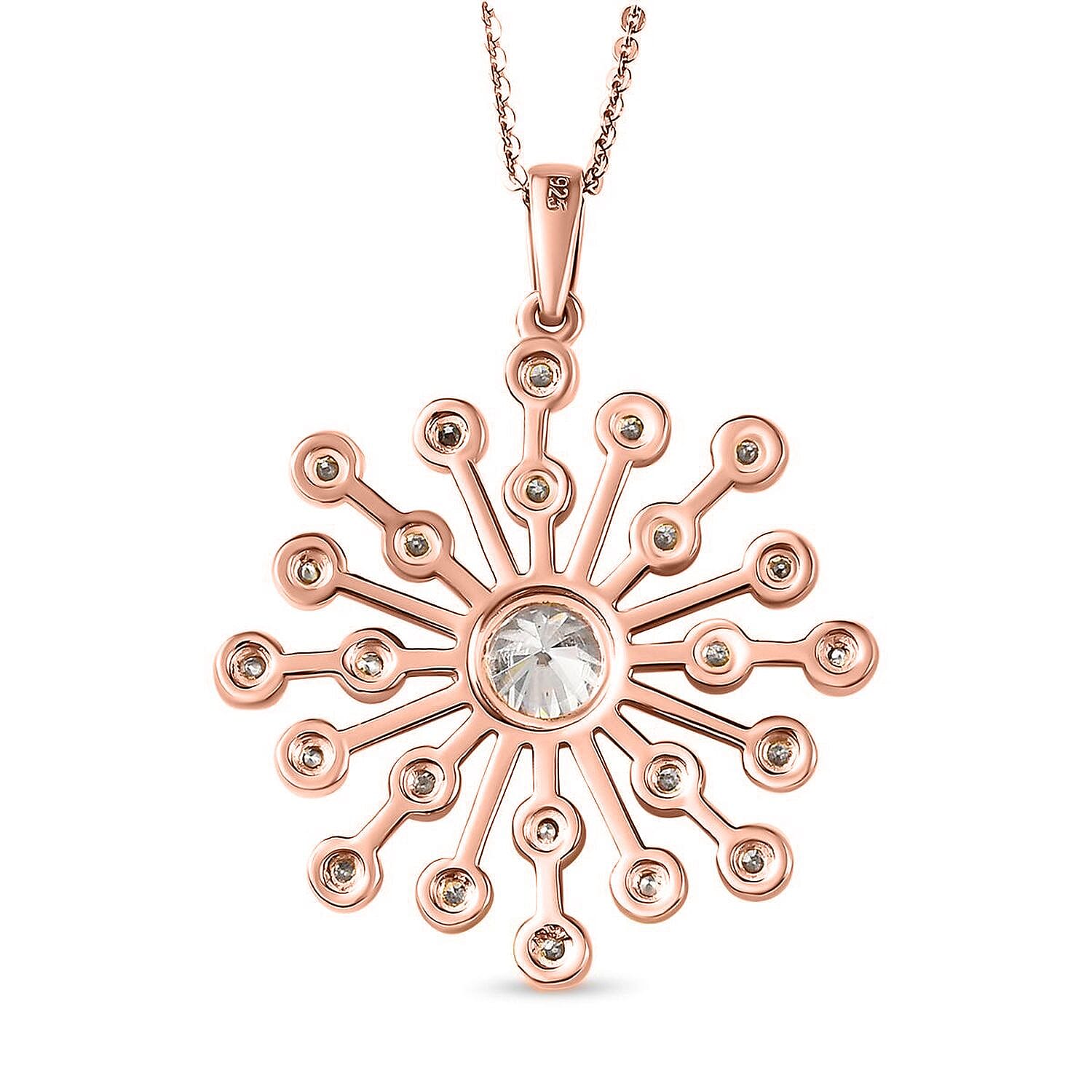 Moissanite Pendant Necklace 20 Inches in Vermeil Rose Gold Over Sterling Silver 1.50 ctw