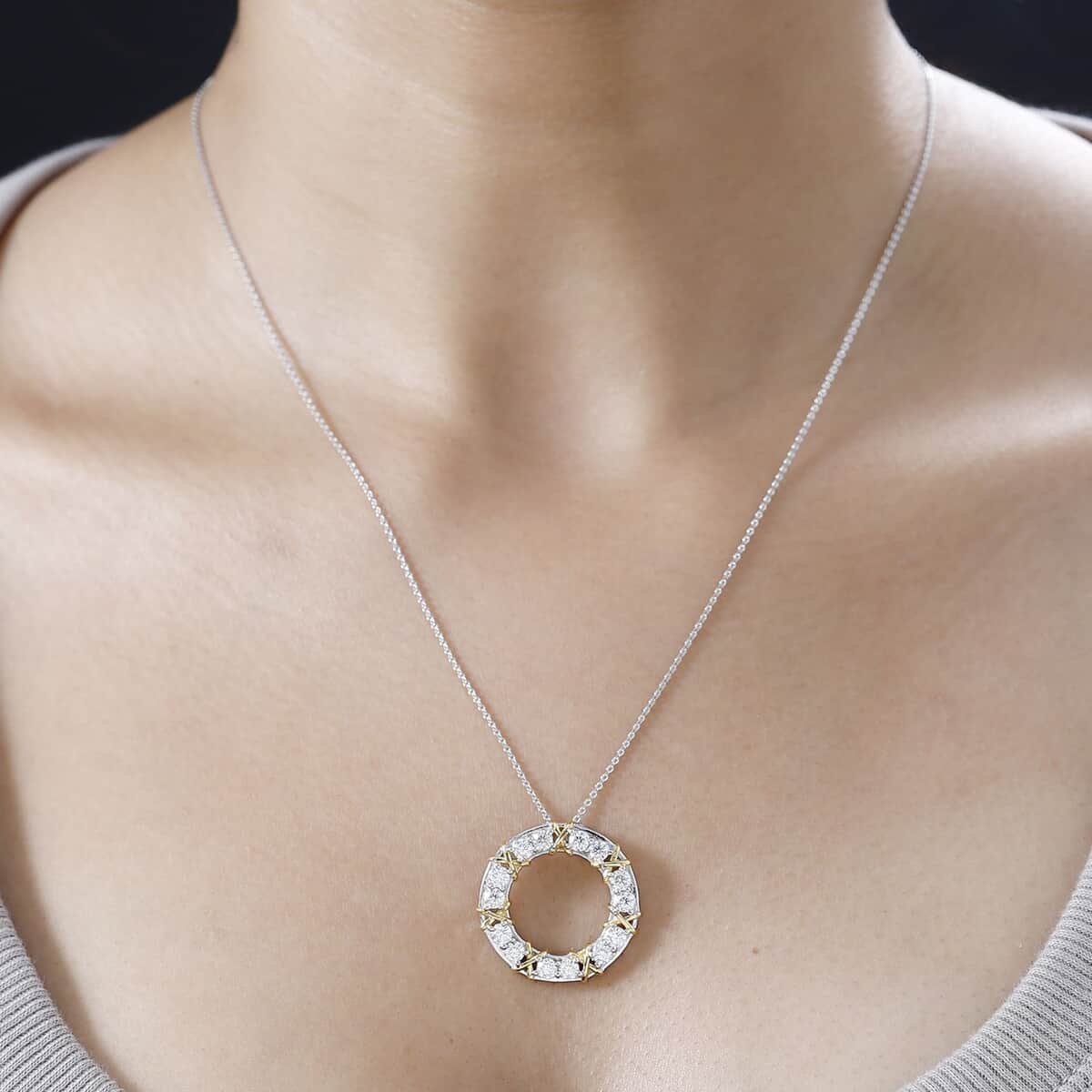 Moissanite XO Pendant Necklace (20 Inches) in Vermeil RG Over Sterling Silver 1.50 ctw image number 2