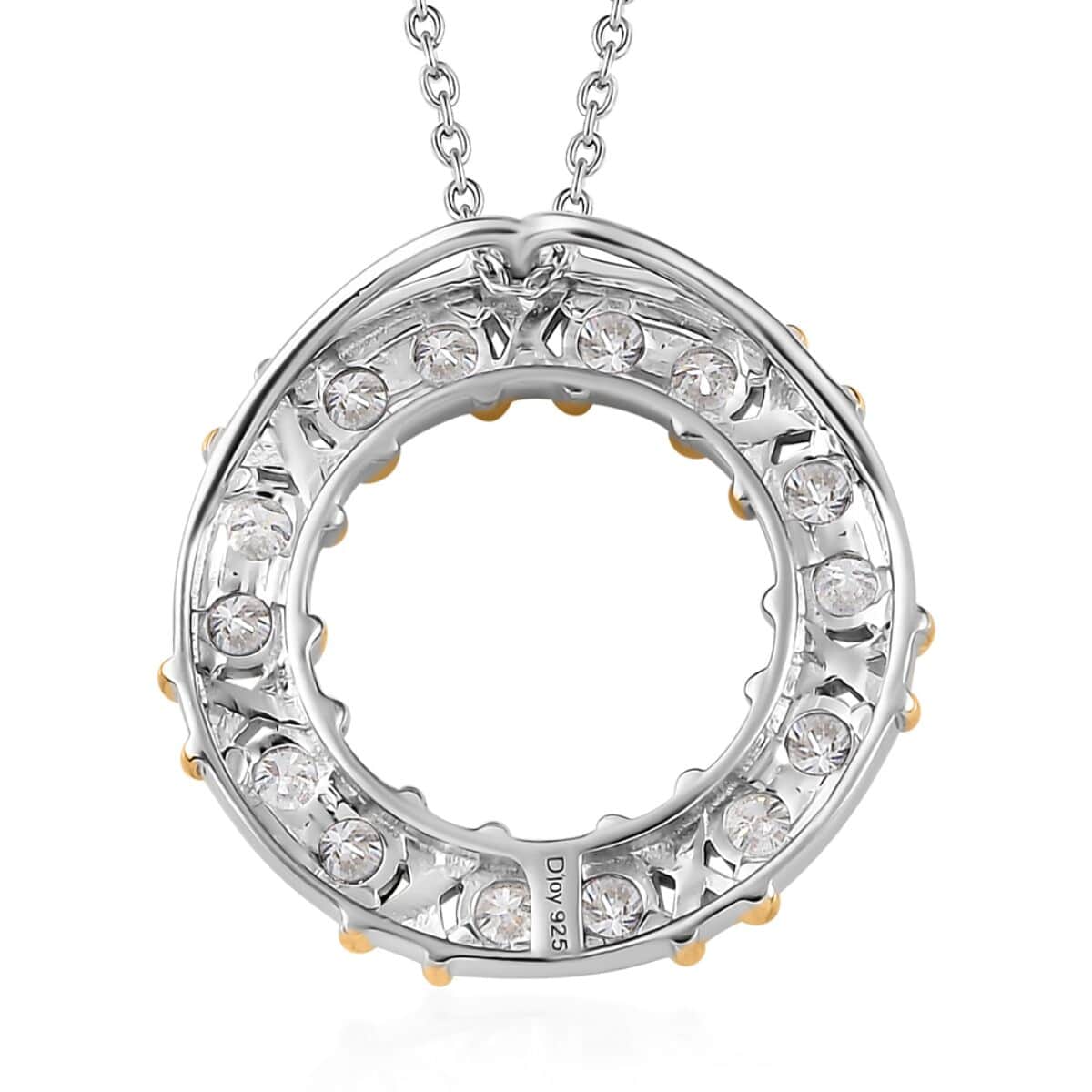 Moissanite XO Pendant Necklace (20 Inches) in Vermeil RG Over Sterling Silver 1.50 ctw image number 4