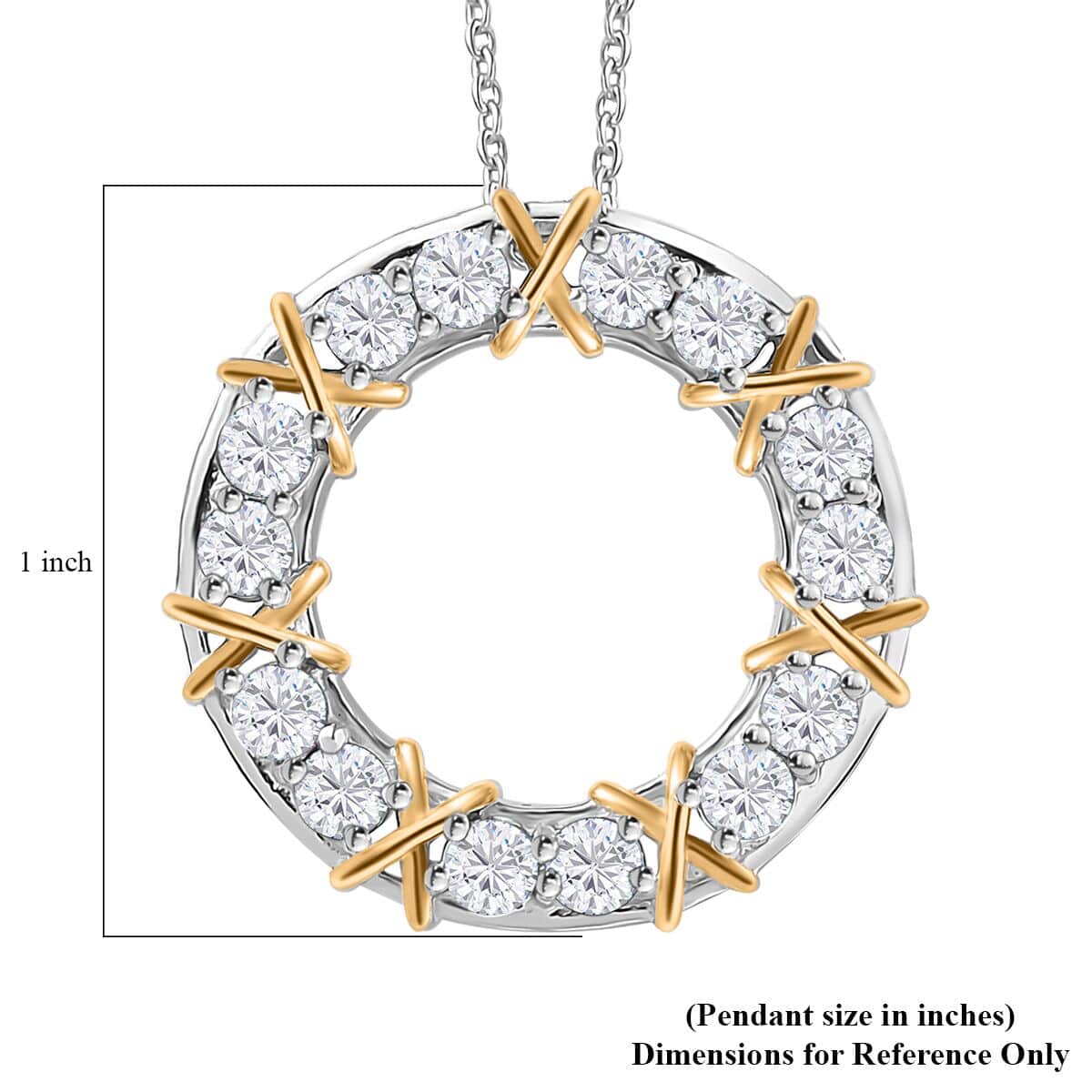 Moissanite XO Pendant Necklace (20 Inches) in Vermeil RG Over Sterling Silver 1.50 ctw image number 6