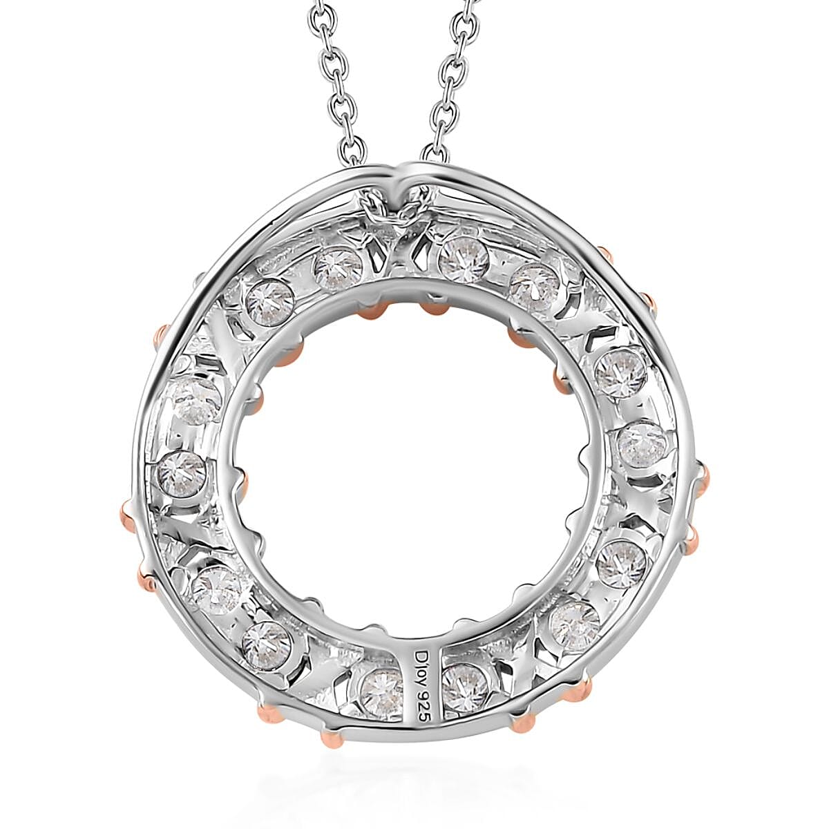 Moissanite XO Pendant Necklace 20 Inches in Vermeil Rose Gold Over Sterling Silver 1.50 ctw image number 4
