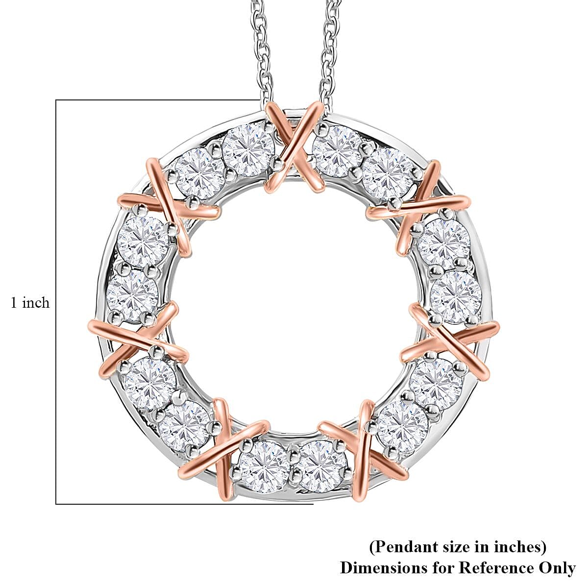Moissanite XO Pendant Necklace 20 Inches in Vermeil Rose Gold Over Sterling Silver 1.50 ctw image number 6