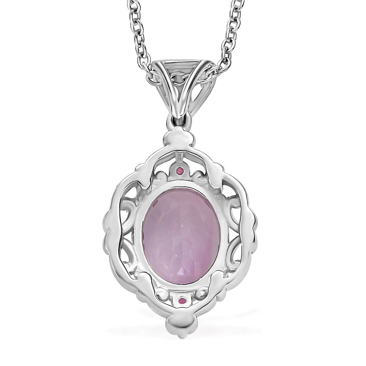Rose De France Amethyst and Niassa Ruby (FF) Ring (Size 6.0) and Pendant Necklace 20 Inches in ION Plated YG and Stainless Steel 8.80 ctw image number 7