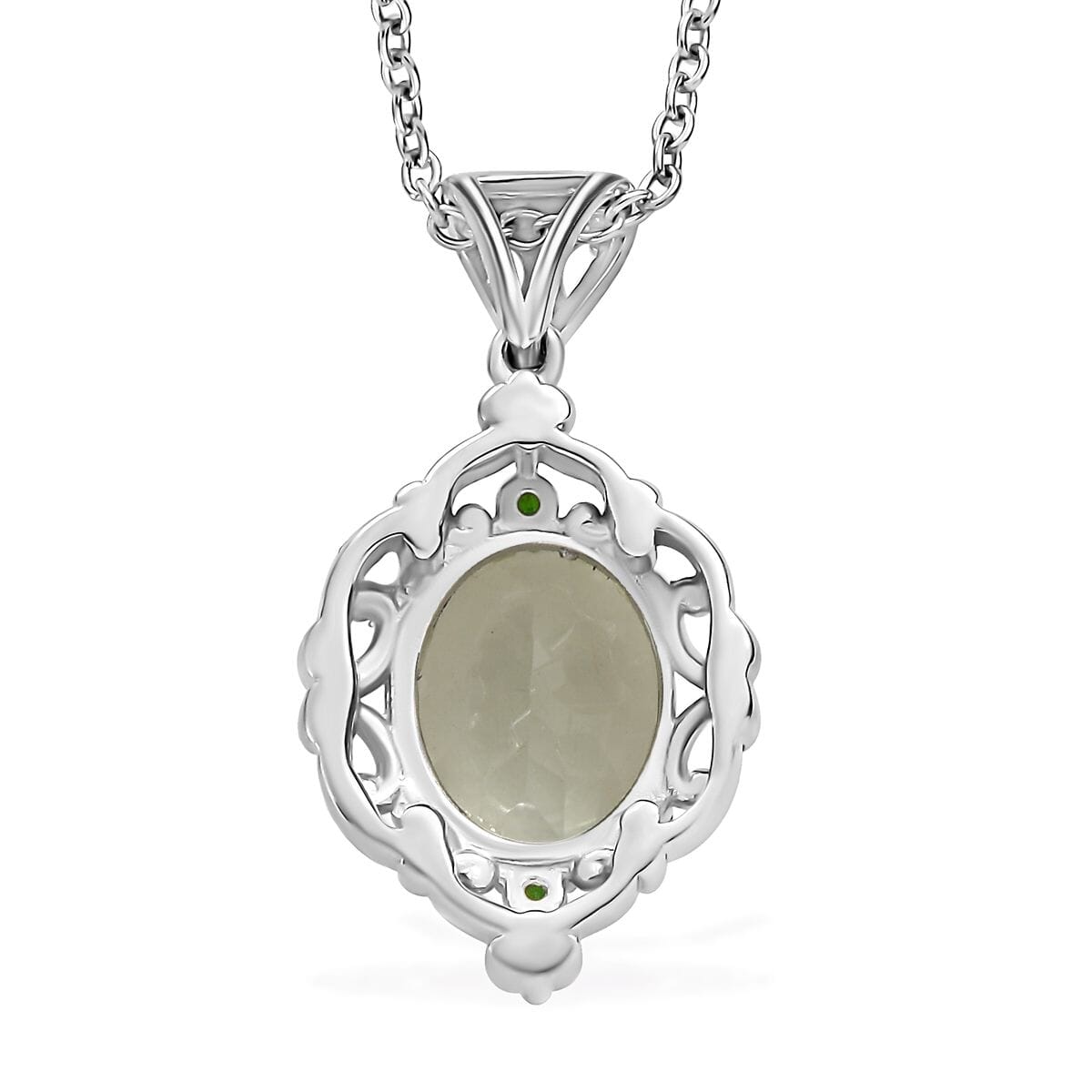 Montezuma Prasiolite and Chrome Diopside Ring (Size 6.0) and Pendant Necklace 20 Inches in ION Plated YG and Stainless Steel 8.80 ctw image number 7