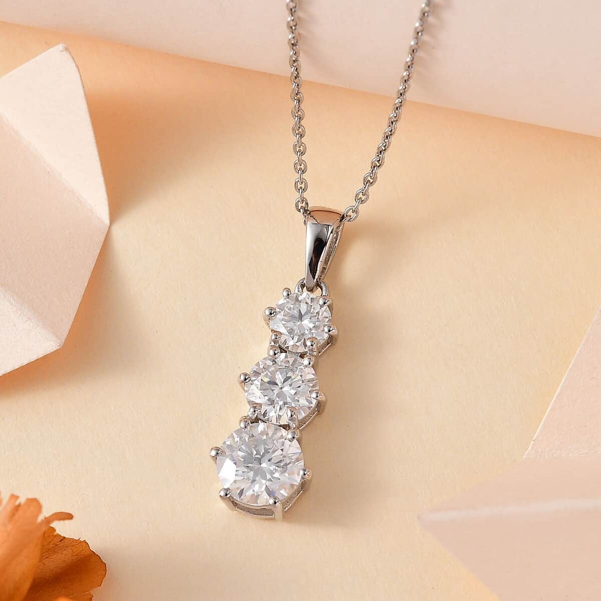 One Time Only Moissanite (Rnd 7mm) Pendant Necklace (20 Inches) in Platinum Over Sterling Silver 2.40 ctw image number 1