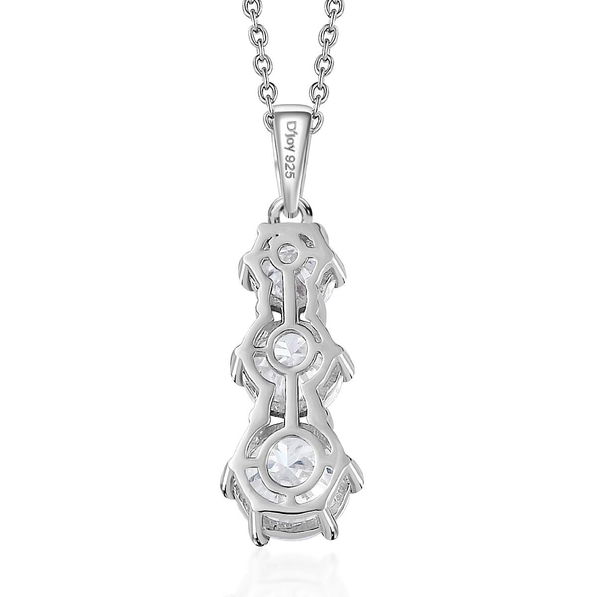 Moissanite Pendant Necklace 20 Inches in Platinum Over Sterling Silver 2.40 ctw