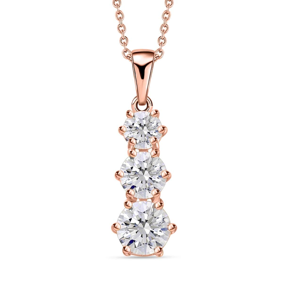 Moissanite Pendant Necklace 20 Inches in Vermeil Rose Gold Over Sterling Silver 2.40 ctw image number 0