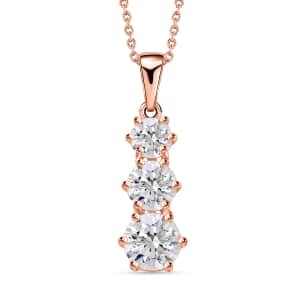 Moissanite Pendant Necklace 20 Inches in Vermeil Rose Gold Over Sterling Silver 2.40 ctw