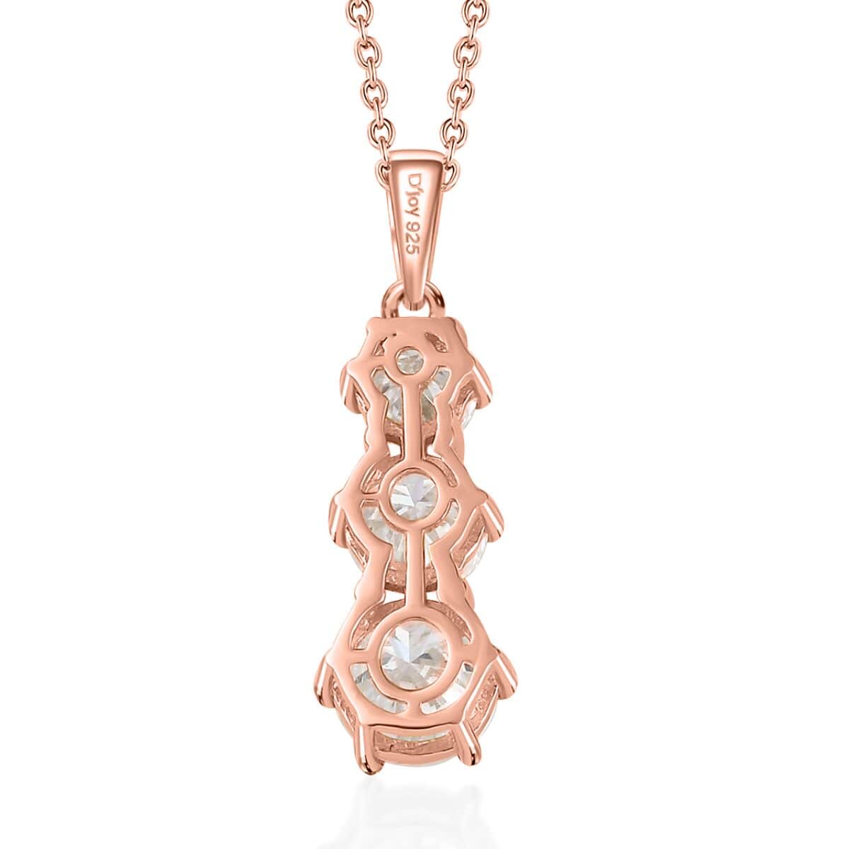 Moissanite Pendant Necklace 20 Inches in Vermeil Rose Gold Over Sterling Silver 2.40 ctw image number 5