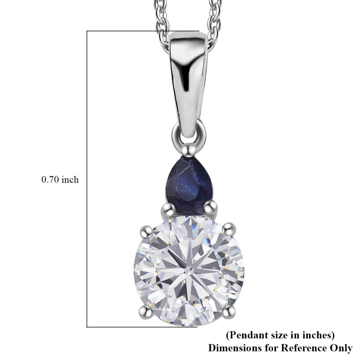 Moissanite (Rnd 7 mm), Niassa Ruby (FF) Pendant Necklace (20 Inches) in Platinum Over Sterling Silver 1.40 ctw image number 5