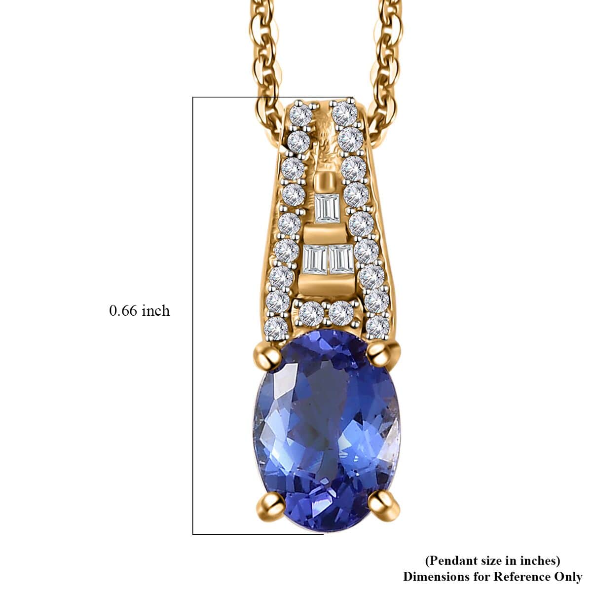 AAA Tanzanite and Diamond Statement Pendant Necklace 20 Inches in Vermeil Yellow Gold Over Sterling Silver 1.00 ctw image number 6