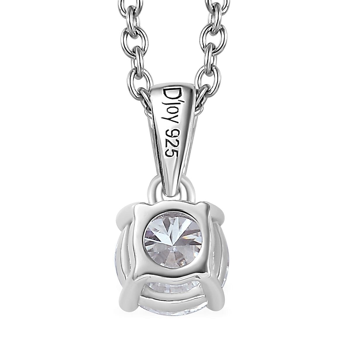 Moissanite Solitaire Stud Earrings, Solitaire Ring (Size 5.0) and Pendant in Platinum Over Sterling Silver with Stainless Steel Necklace (20 Inches) 2.35 ctw