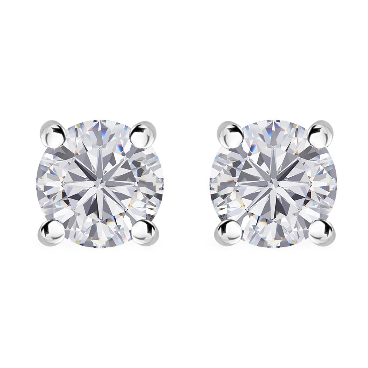 Moissanite Solitaire Stud Earrings, Solitaire Ring (Size 8.0) and Pendant in Platinum Over Sterling Silver with Stainless Steel Necklace (20 Inches) 2.35 ctw image number 7