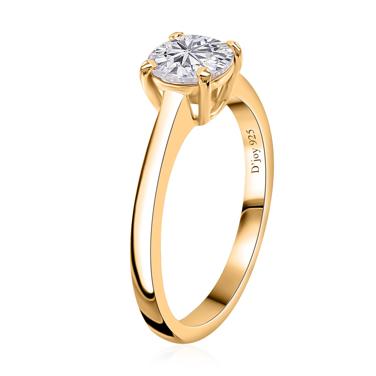 Moissanite Stud Earrings, Ring (Size 5.0) and Pendant in Vermeil YG Over Sterling Silver with ION Plated YG Stainless Steel Necklace 20 Inches 2.35 ctw