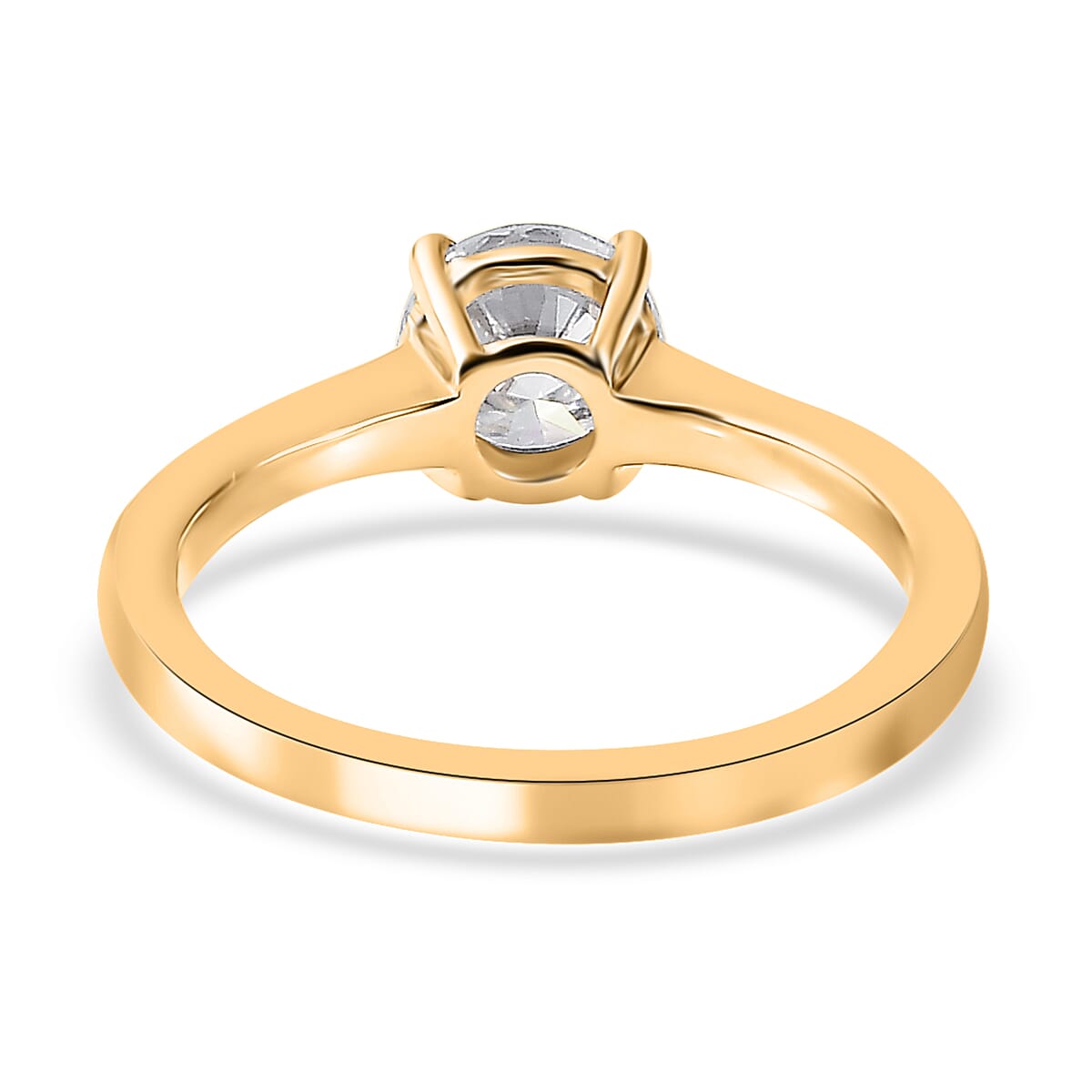 Moissanite Stud Earrings, Ring (Size 5.0) and Pendant in Vermeil YG Over Sterling Silver with ION Plated YG Stainless Steel Necklace 20 Inches 2.35 ctw