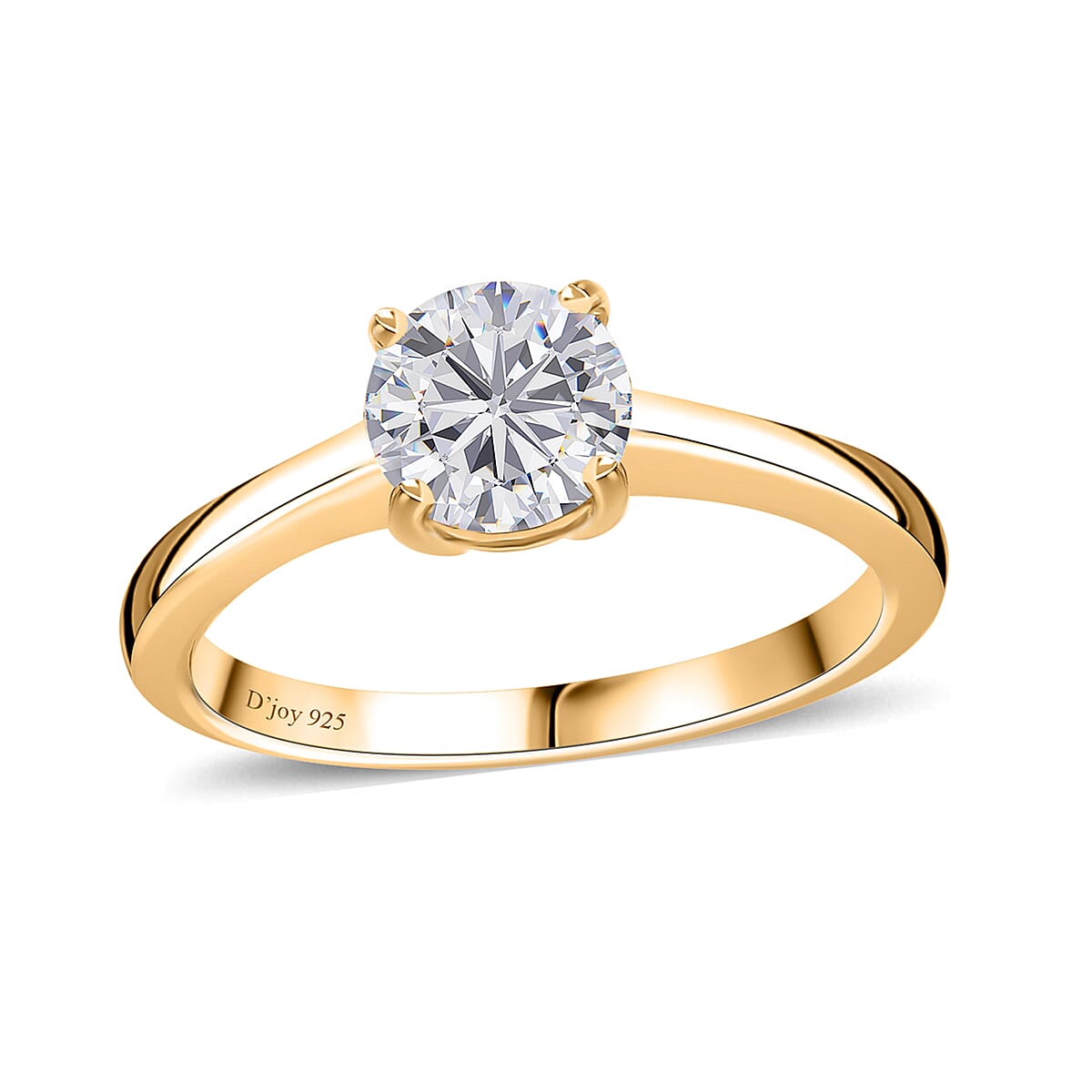 Moissanite Stud Earrings, Ring (Size 7.0) and Pendant in Vermeil YG Over Sterling Silver with ION Plated YG Stainless Steel Necklace (20 Inches) 2.35 ctw image number 3