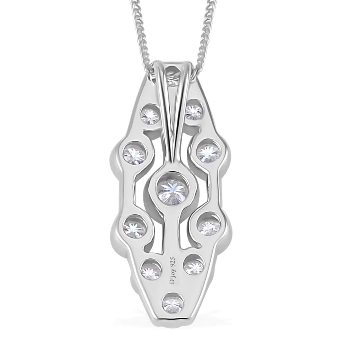 Moissanite Pendant Necklace 18 Inches in Rhodium Over Sterling Silver 1.10 ctw image number 4