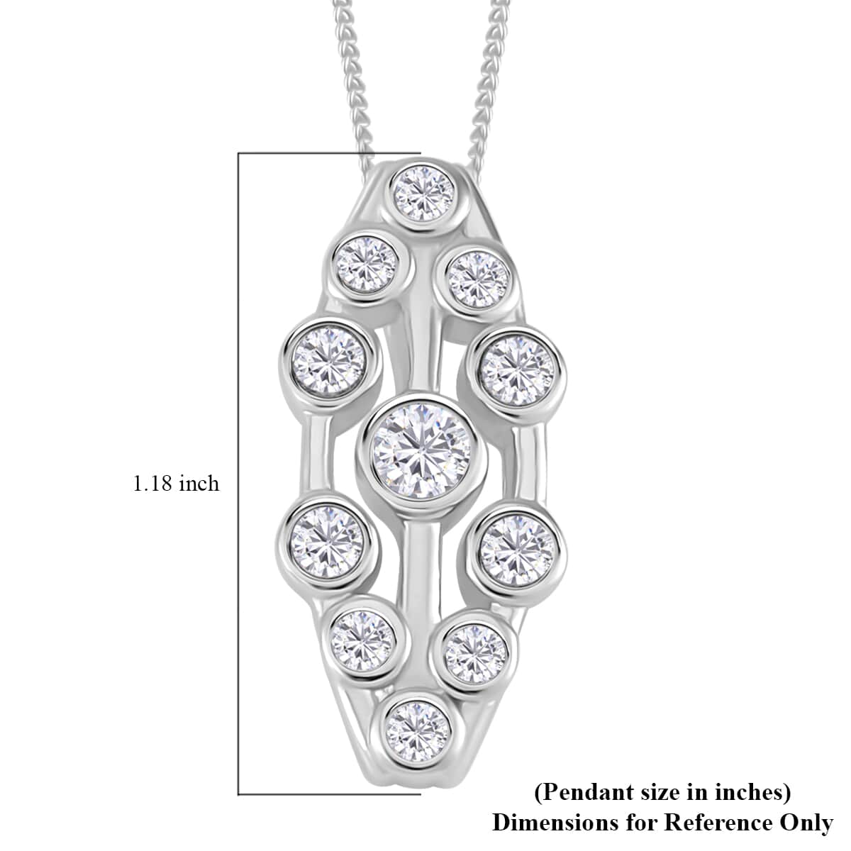 Moissanite Pendant Necklace 18 Inches in Rhodium Over Sterling Silver 1.10 ctw image number 6