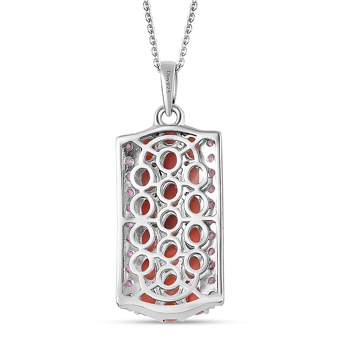 Premium Oregon Peach Opal and Orissa Rhodolite Garnet Pendant Necklace 20 Inches in Platinum Over Sterling Silver 4.00 ctw image number 4