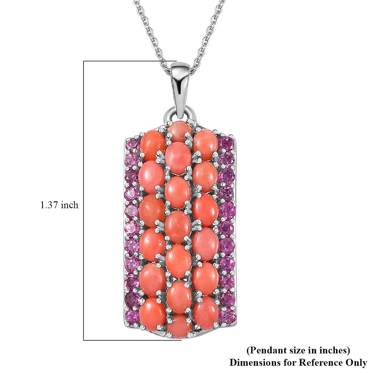 Premium Oregon Peach Opal and Orissa Rhodolite Garnet Pendant Necklace 20 Inches in Platinum Over Sterling Silver 4.00 ctw image number 6