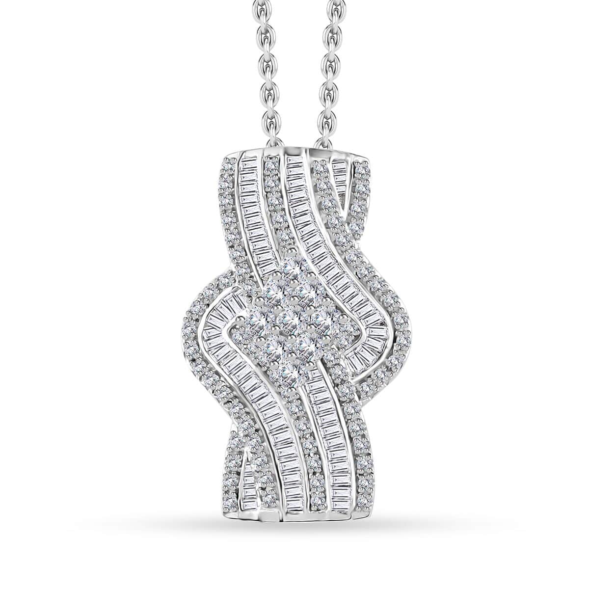 Diamond Bypass Pendant Necklace 20 Inches in Platinum Over Sterling Silver 1.00 ctw image number 0