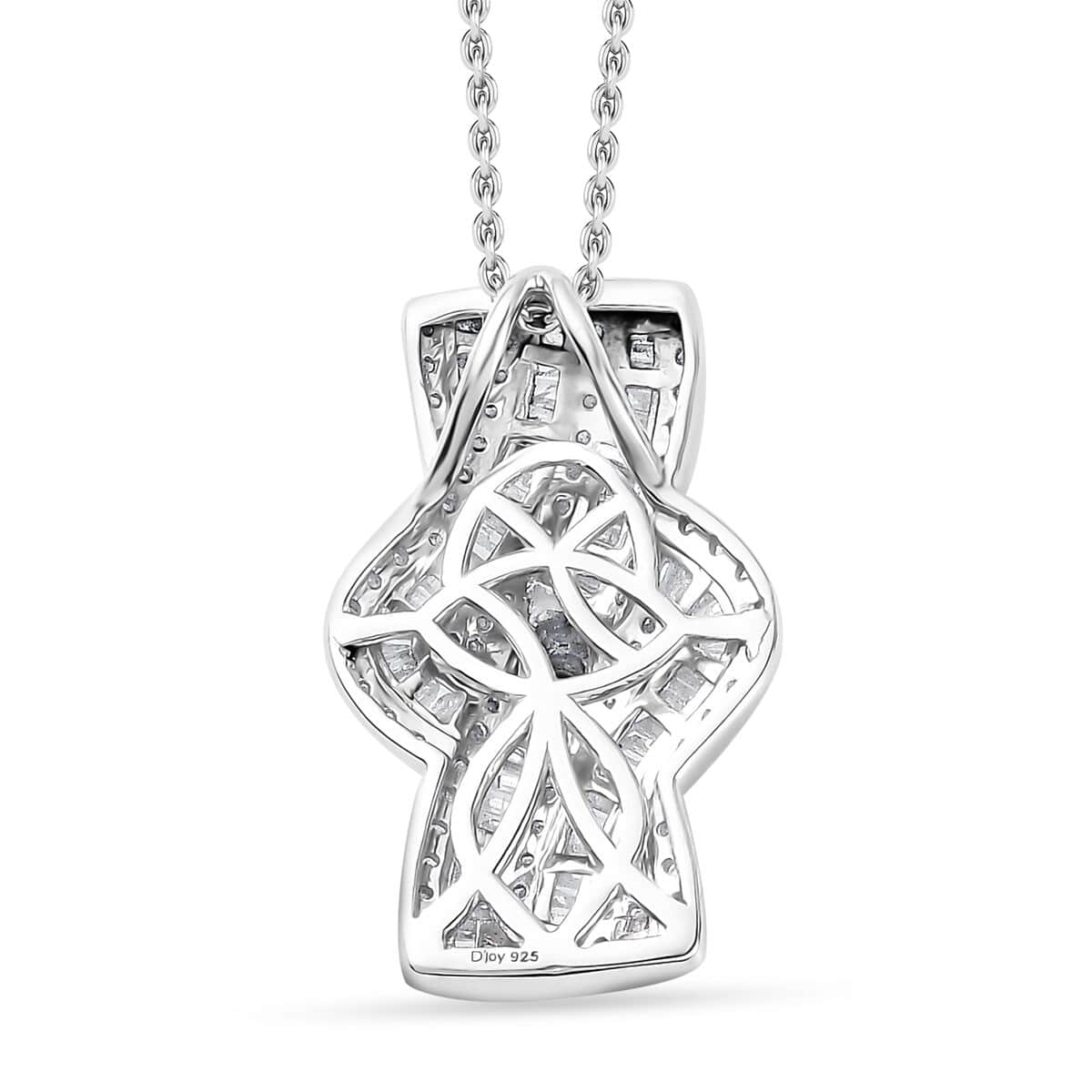 Diamond Bypass Pendant Necklace 20 Inches in Platinum Over Sterling Silver 1.00 ctw image number 4