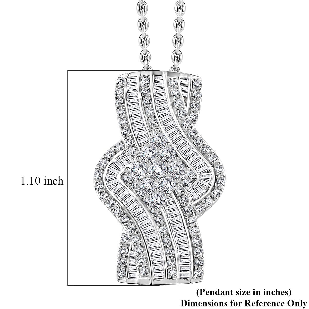 Diamond Bypass Pendant Necklace 20 Inches in Platinum Over Sterling Silver 1.00 ctw