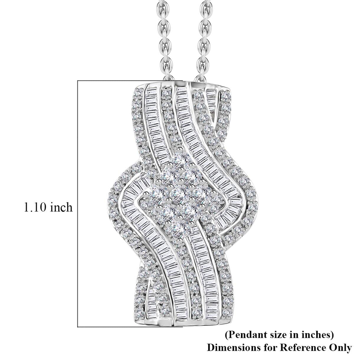 Diamond Bypass Pendant Necklace 20 Inches in Platinum Over Sterling Silver 1.00 ctw image number 5