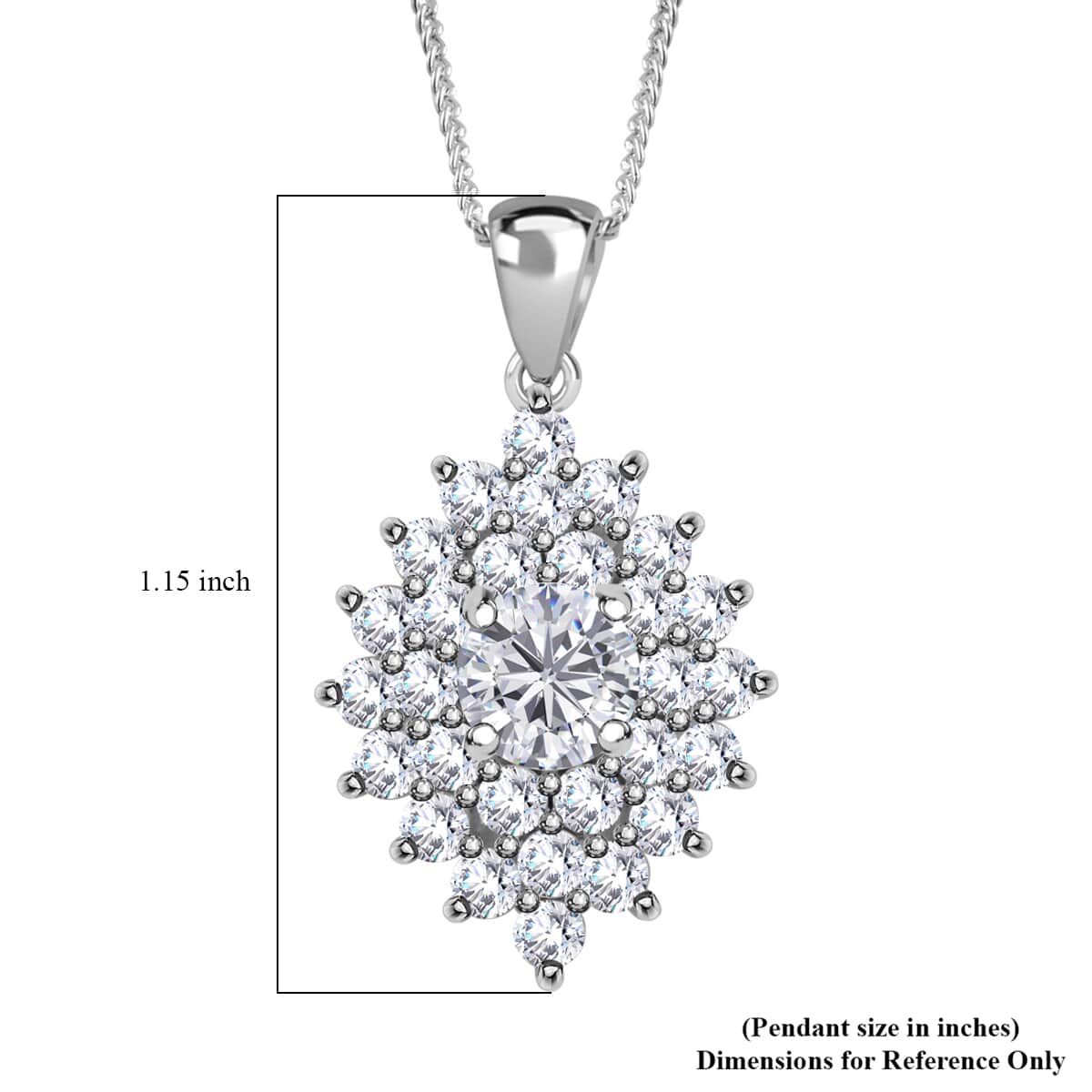 Moissanite Floral Pendant Necklace 18 Inches in Platinum Over Sterling Silver 2.80 ctw image number 6