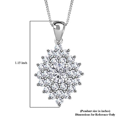 Moissanite Floral Pendant Necklace 18 Inches in Platinum Over Sterling Silver 2.80 ctw