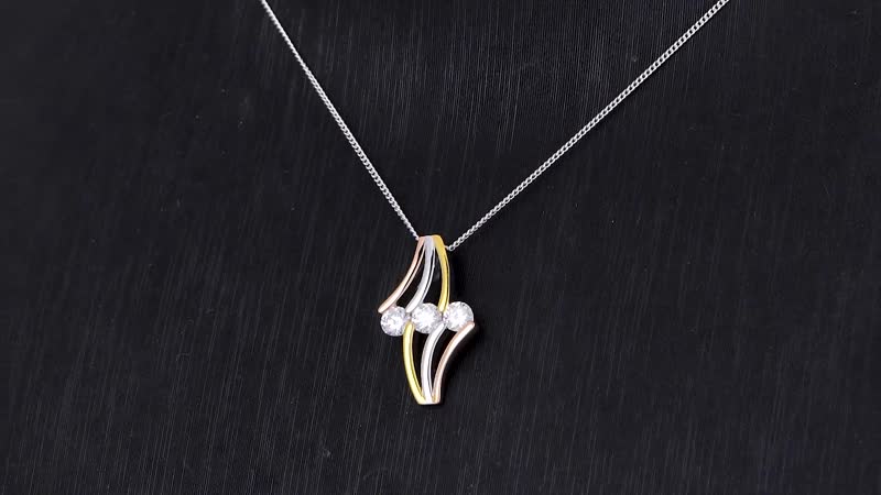 White Moissanite Pendant Necklace 18 Inches in 14K Yellow, Rose Gold and Rhodium Over Sterling Silver 0.70 ctw